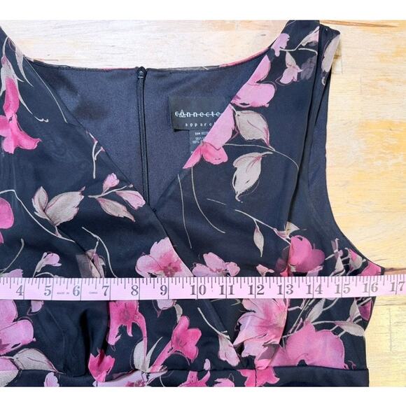 Vtg Retro Style Sleeveless A Line Dress Size 10 Black Dark Floral Sweet Feminine - Picture 5 of 10